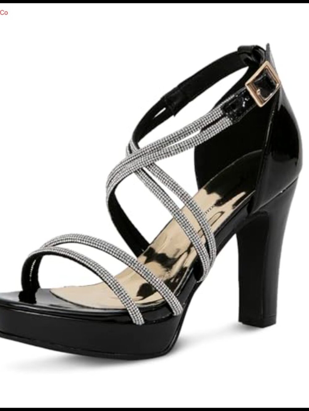 Women's Block High Heels Rhinestone Criss Cross Strappy Platform Sandals